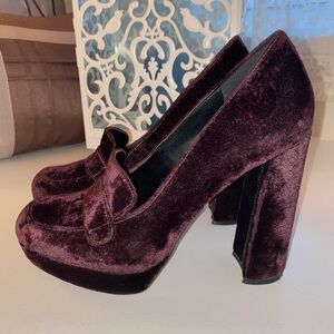 Nine West Burgundy Velvet Heels